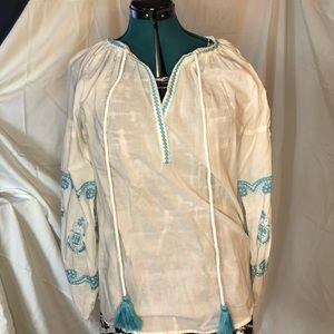 Urban Casual Cotton Peasant Blouse . XL